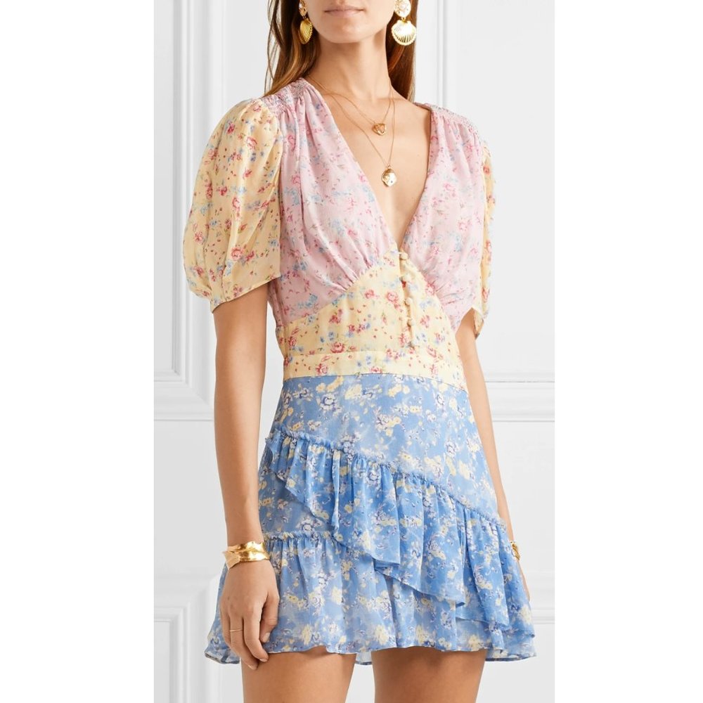 Loveshackfancy Bea Dress Silk Floral, 0